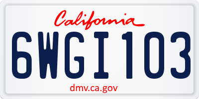 CA license plate 6WGI103
