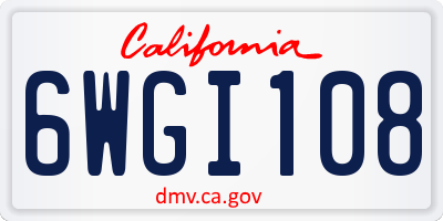 CA license plate 6WGI108