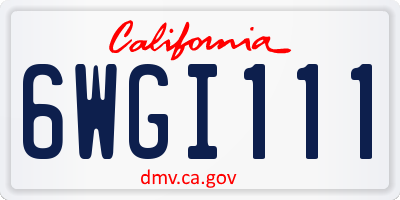 CA license plate 6WGI111