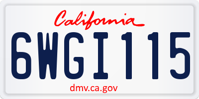 CA license plate 6WGI115