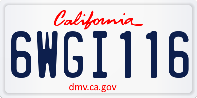CA license plate 6WGI116