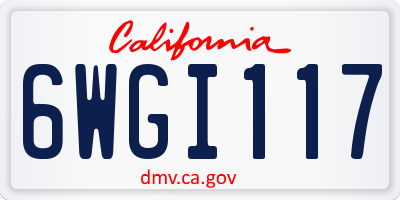CA license plate 6WGI117