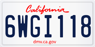 CA license plate 6WGI118