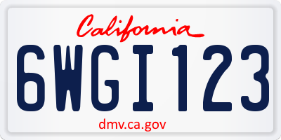 CA license plate 6WGI123