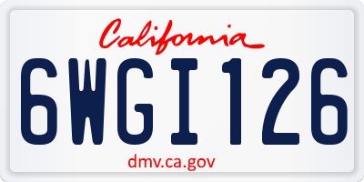 CA license plate 6WGI126