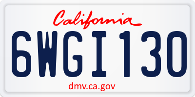 CA license plate 6WGI130