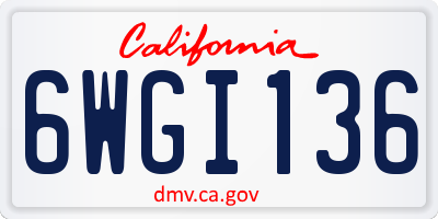 CA license plate 6WGI136