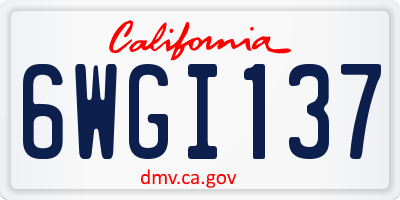 CA license plate 6WGI137