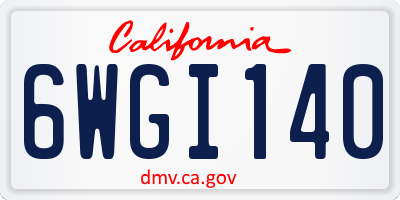 CA license plate 6WGI140