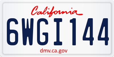 CA license plate 6WGI144