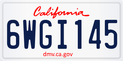CA license plate 6WGI145