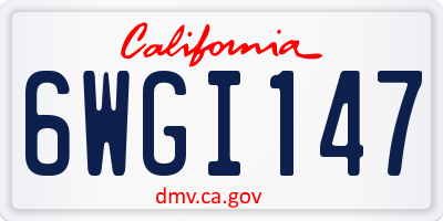 CA license plate 6WGI147