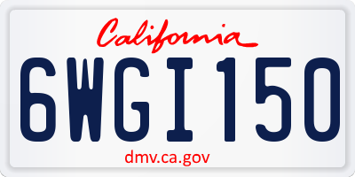 CA license plate 6WGI150