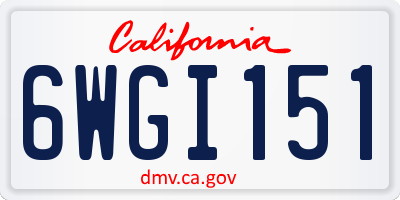 CA license plate 6WGI151