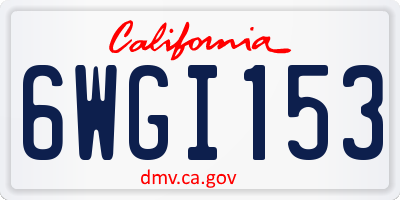 CA license plate 6WGI153