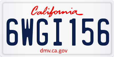 CA license plate 6WGI156