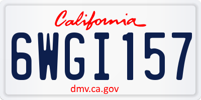 CA license plate 6WGI157