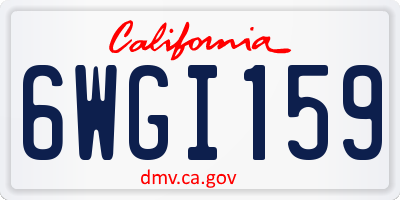 CA license plate 6WGI159