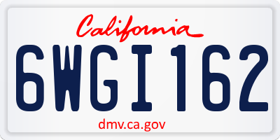 CA license plate 6WGI162