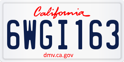 CA license plate 6WGI163