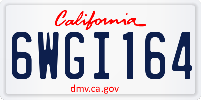 CA license plate 6WGI164