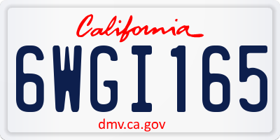 CA license plate 6WGI165