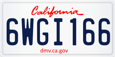 CA license plate 6WGI166