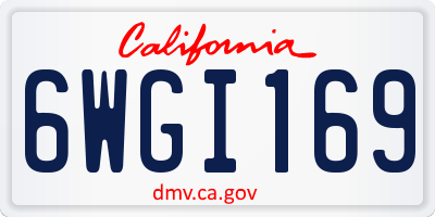 CA license plate 6WGI169