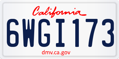 CA license plate 6WGI173