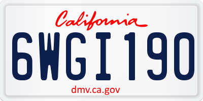 CA license plate 6WGI190
