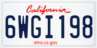 CA license plate 6WGI198