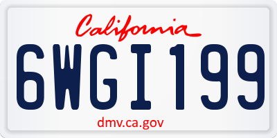 CA license plate 6WGI199
