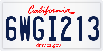 CA license plate 6WGI213