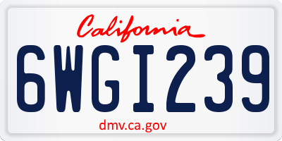 CA license plate 6WGI239
