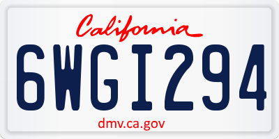 CA license plate 6WGI294