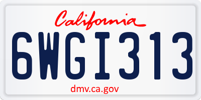 CA license plate 6WGI313