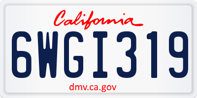 CA license plate 6WGI319