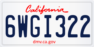 CA license plate 6WGI322