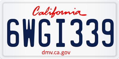 CA license plate 6WGI339