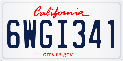 CA license plate 6WGI341