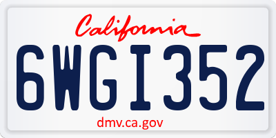 CA license plate 6WGI352