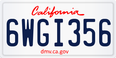 CA license plate 6WGI356