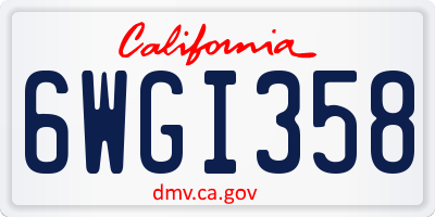 CA license plate 6WGI358