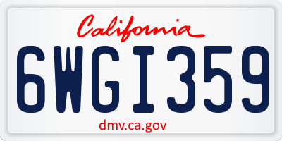 CA license plate 6WGI359