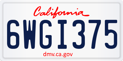 CA license plate 6WGI375