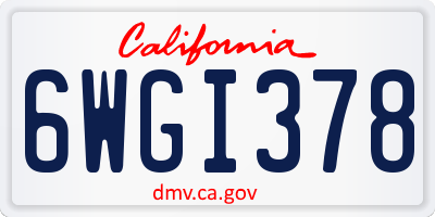 CA license plate 6WGI378