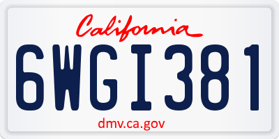 CA license plate 6WGI381