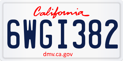 CA license plate 6WGI382