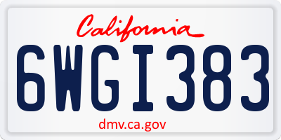 CA license plate 6WGI383