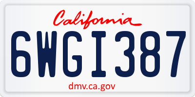 CA license plate 6WGI387